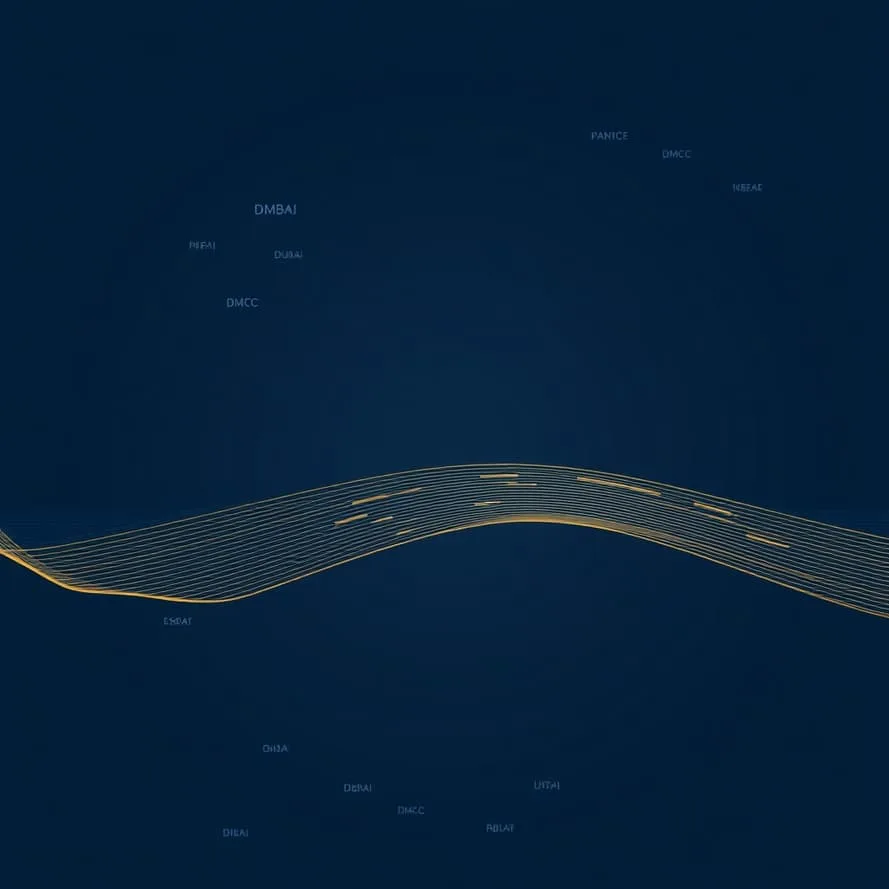 Abstract map of the Dubai coastline and DMCC district